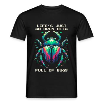 Bug Life Beta Bugs Retro Pixel Art Humor Gaming - Men's T-Shirt - black - Front - AI Model Male 178 light (178cm)