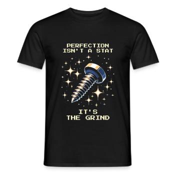 Perfection Grind Precision Precision Mechanics Patience RPG - Men's T-Shirt - black - Front - AI Model Male 178 light (178cm)