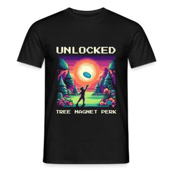 Tree Magnet | Disc Golf Tree OB Disc Pitch - Men's T-Shirt - black - Front - AI Model Male 178 light (178cm)