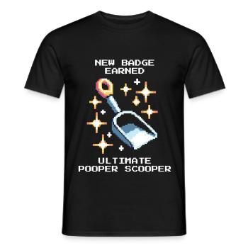 Badge de cuillère à caca | Promenade quotidienne du refuge pour animaux - T-shirt homme - noir - Devant - AI Model Male 178 light (178cm)