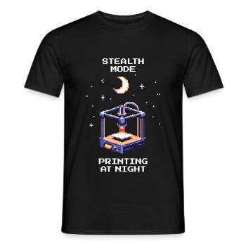 Stealth Mode: Night Printing | 3D Printing Print Bed - Men's T-Shirt - black - Front - AI Model Male 178 light (178cm)