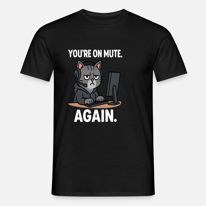 Homeoffice Katze - Männer T-Shirt - Schwarz
