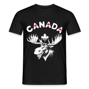 Funny Canada Moose Head with Maple Leaf Vintage - Men's T-Shirt - black - Front - AI Model Male 178 light (178cm)