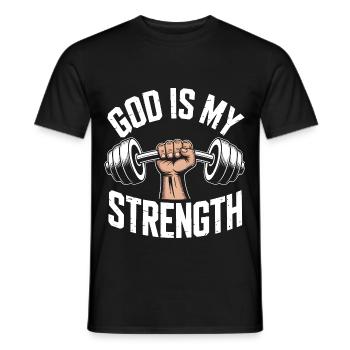 God is my strength! Believing Christian Jesus - Men's T-Shirt - black - Front - AI Model Male 178 light (178cm)