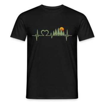 Trees Heartbeat Wildlife Nature Forest Outdoor - Men's T-Shirt - black - Front - AI Model Male 178 light (178cm)