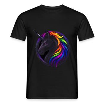 Licorne arc-en-ciel noire – Magie et individualité - T-shirt homme - noir - Devant - AI Model Male 178 light (178cm)