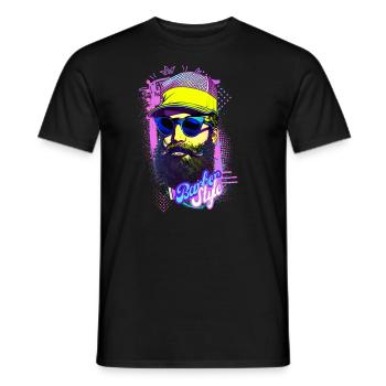 Bearded logo stylish retro - Men's T-Shirt - black - Front - AI Model Male 178 light (178cm)