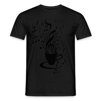 Le café rencontre la musique - un design astucieux - T-shirt homme - noir - Devant - AI Model Male 178 light (178cm)