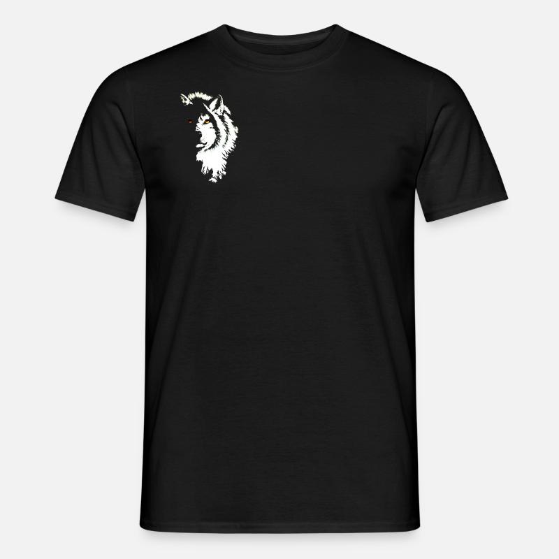 Wolf black & white - Männer T-Shirt - Schwarz