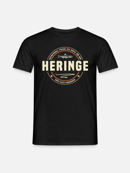 Heringe Angeln Spruch - Männer T-Shirt - Schwarz