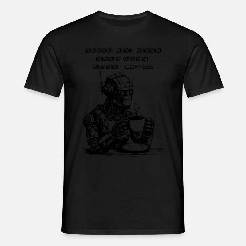 Binary Coffee Code Robot - Men's T-Shirt - black