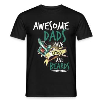 AWESOME DADS HAVE TATTOOS AND BEARDS - Men's T-Shirt - black - Front - AI Model Male 178 light (178cm)