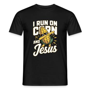 Corn Jesus Faith Christ Corn on the cob - Men's T-Shirt - black - Front - AI Model Male 178 light (178cm)