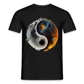 Nature-inspired Yin and Yang - Fire - Men's T-Shirt - black - Front - AI Model Male 178 light (178cm)
