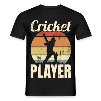 Vintage Cricket Player - Men's T-Shirt - black - Front - AI Model Male 178 light (178cm)