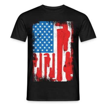 Installateur Drapeau des États-Unis - T-shirt homme - noir - Devant - AI Model Male 178 light (178cm)