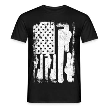 Plombier américain patriotique - T-shirt homme - noir - Devant - AI Model Male 178 light (178cm)
