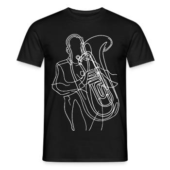 Dessin au trait du joueur de tuba - T-shirt homme - noir - Devant - AI Model Male 178 light (178cm)