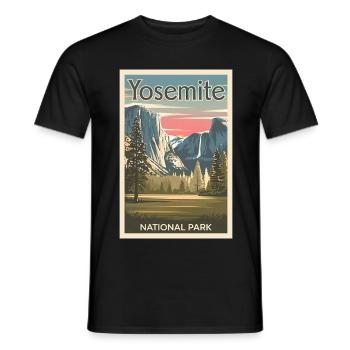 Affiche rétro souvenir du parc national de Yosemite - T-shirt homme - noir - Devant - AI Model Male 178 light (178cm)