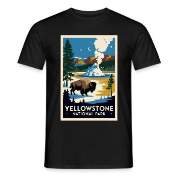 Yellowstone National Park Retro Poster Souvenir - Männer T-Shirt - Schwarz - Vorne - AI Model Male 178 light (178cm)