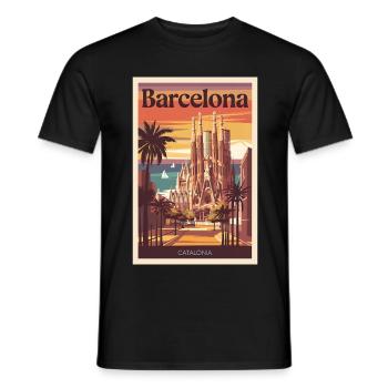 Affiche rétro Barcelone Vintage Souvenir - T-shirt homme - noir - Devant - AI Model Male 178 light (178cm)