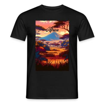 Africa Safari Retro Poster Vintage Souvenir - Men's T-Shirt - black - Front - AI Model Male 178 light (178cm)