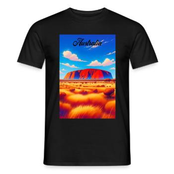 Australia Uluru Retro Poster Souvenir - Männer T-Shirt - Schwarz - Vorne - AI Model Male 178 light (178cm)