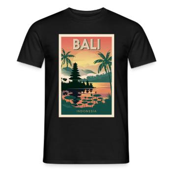 Bali Retro Sunset Poster Vintage Souvenir - Men's T-Shirt - black - Front - AI Model Male 178 light (178cm)