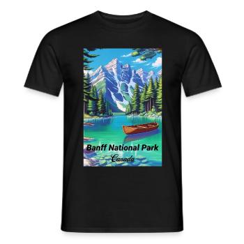 Affiche rétro souvenir du parc national Banff - T-shirt homme - noir - Devant - AI Model Male 178 light (178cm)