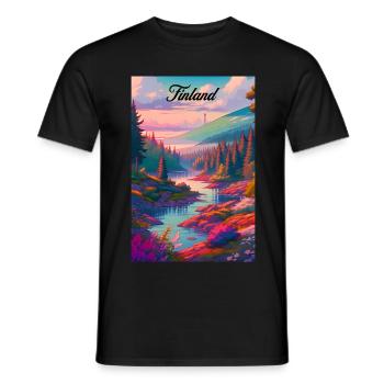 Finland Summer Retro Poster Vintage Souvenir - Men's T-Shirt - black - Front - AI Model Male 178 light (178cm)