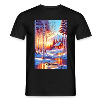 Finland Winter Retro Poster Vintage Souvenir - Männer T-Shirt - Schwarz - Vorne - AI Model Male 178 light (178cm)