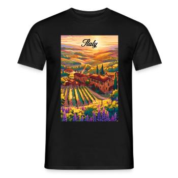 Italy Tuscany Retro Poster Vintage Souvenir - Männer T-Shirt - Schwarz - Vorne - AI Model Male 178 light (178cm)
