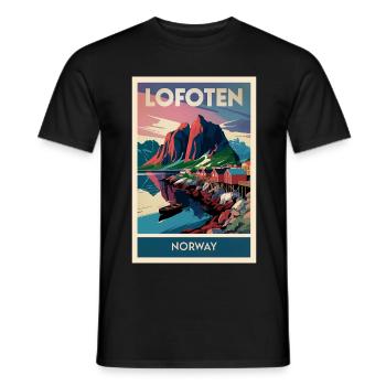 Lofoten Affiche Rétro Vintage Souvenir - T-shirt homme - noir - Devant - AI Model Male 178 light (178cm)