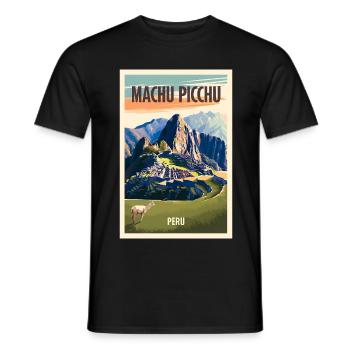 Machu Picchu Retro Poster Vintage Souvenir - Men's T-Shirt - black - Front - AI Model Male 178 light (178cm)