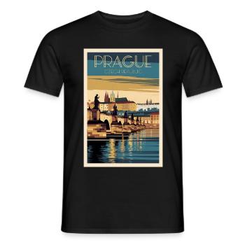 Prague Retro Poster Vintage Souvenir - Männer T-Shirt - Schwarz - Vorne - AI Model Male 178 light (178cm)
