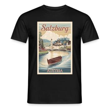 Salzburg Retro Poster Vintage Souvenir - Men's T-Shirt - black - Front - AI Model Male 178 light (178cm)