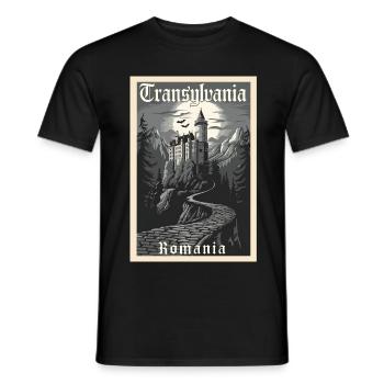 Affiche rétro Transylvanie Vintage Souvenir - T-shirt homme - noir - Devant - AI Model Male 178 light (178cm)