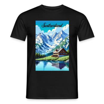 Switzerland Retro Poster Vintage Souvenir - Männer T-Shirt - Schwarz - Vorne - AI Model Male 178 light (178cm)