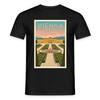 Affiche rétro Vienne Vintage Souvenir - T-shirt homme - noir - Devant - AI Model Male 178 light (178cm)