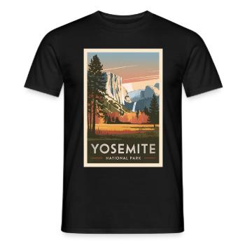 Yosemite Affiche Rétro Vintage Souvenir - T-shirt homme - noir - Devant - AI Model Male 178 light (178cm)