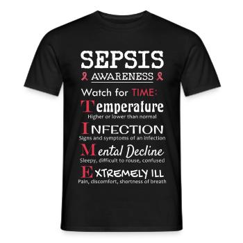 Sepsis Education - Pay attention to the TIME Guide - Men's T-Shirt - black - Front - AI Model Male 178 light (178cm)