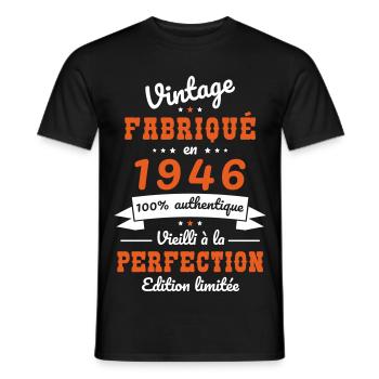 1946 – Jahrgang – Perfekt gereift - Männer T-Shirt - Schwarz - Vorne - AI Model Male 178 light (178cm)