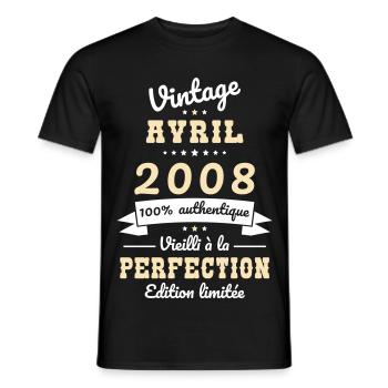 18. Geburtstag – Vintage – April 2008 - Männer T-Shirt - Schwarz - Vorne - AI Model Male 178 light (178cm)