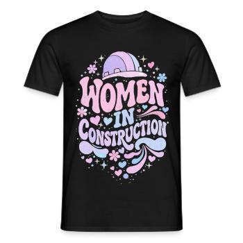 Women in Construction – Pastel Retro - T-shirt homme - noir - Devant - AI Model Male 178 light (178cm)