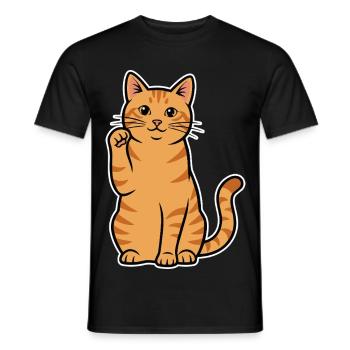 Red Cat Tabby Maneki-Neko Hi Porträt - Männer T-Shirt - Schwarz - Vorne - AI Model Male 178 light (178cm)