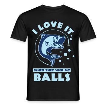 Funny Fishing Quote – I Love It Balls - Men's T-Shirt - black - Front - AI Model Male 178 light (178cm)
