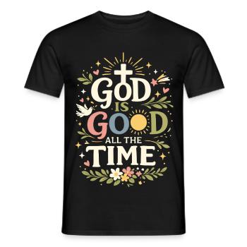 Dieu est bon en tout temps dans la foi chrétienne - T-shirt homme - noir - Devant - AI Model Male 178 light (178cm)