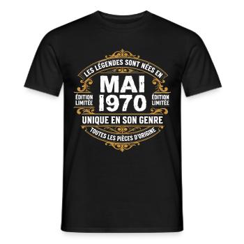 May 1970  - T-shirt homme - noir - Devant - AI Model Male 178 light (178cm)