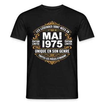 May 1975  - T-shirt homme - noir - Devant - AI Model Male 178 light (178cm)