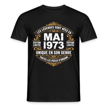 May 1973  - T-shirt homme - noir - Devant - AI Model Male 178 light (178cm)